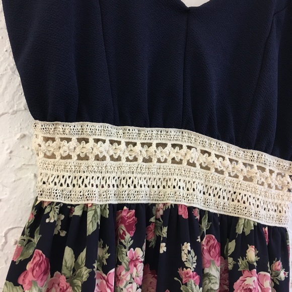 Navy and Floral Dress. Sexy and cute! - Picture 2 of 5